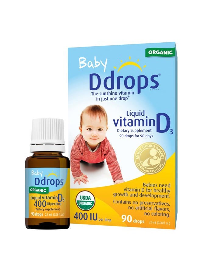 Ddrops 1072834 400 IU Liquid Vitamin D3 Drops for Babies, 0.08 Fl. Oz (Pack of 2) - Image 1