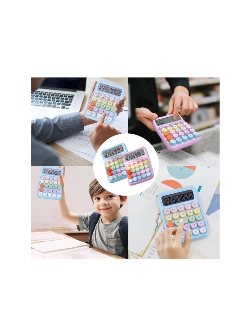 Duomama 2 PCS 12-Digit Unique candy-colored Desktop Calculator with Big Buttons - Cute Purple & Blue - Ideal for Kids, Siblings, Office, Home, & School Use - Easy to Read & Operate - Image 4