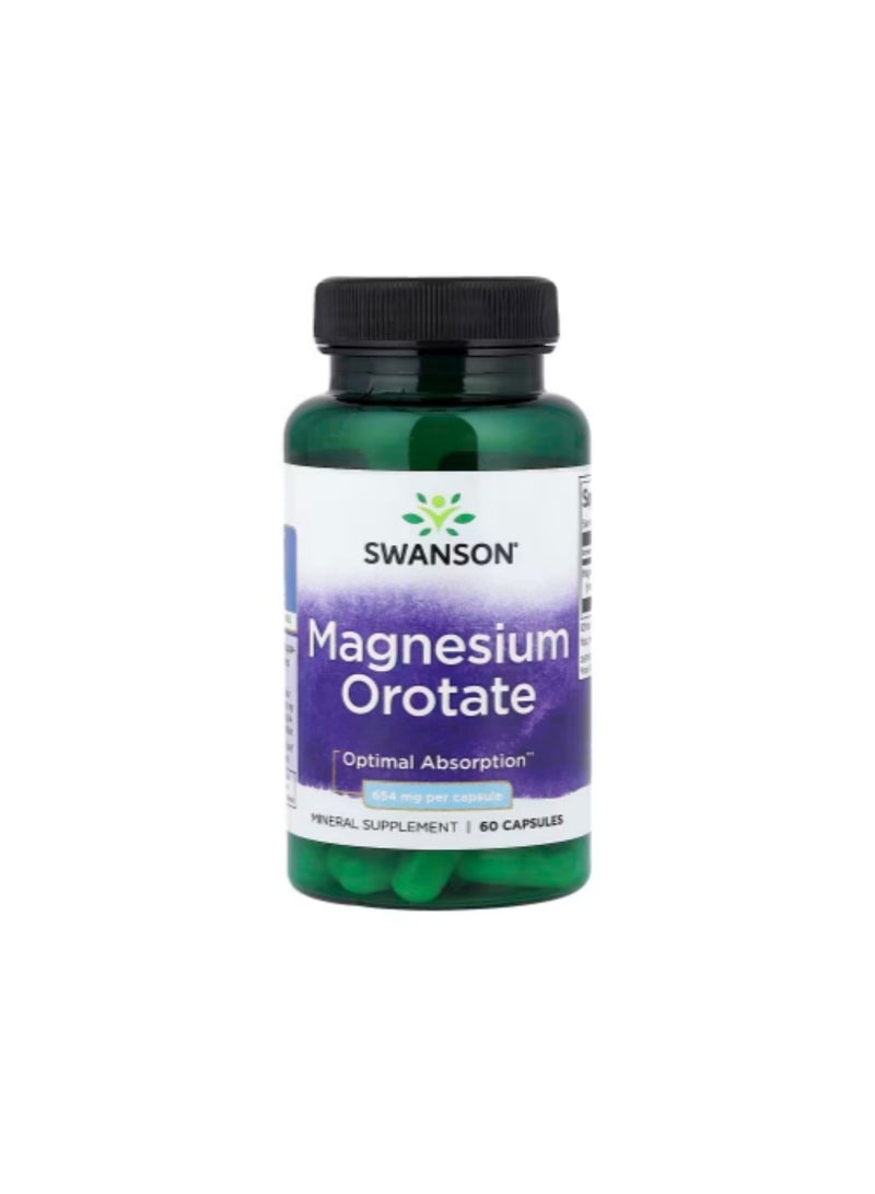 SWANSON Magnesium Orotate 60 Capsules Optical Absorption