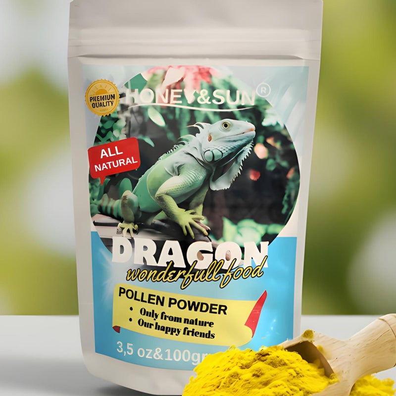 HONEY&SUN (3,5oz &110g) “Premium Bee Pollen Powder for Reptiles - Boosts Health, Appetite & Color | 100% Natural Superfood with Vitamins, Amino Acids & Minerals | Bearded Dragons, Tortoises & More - Image 1
