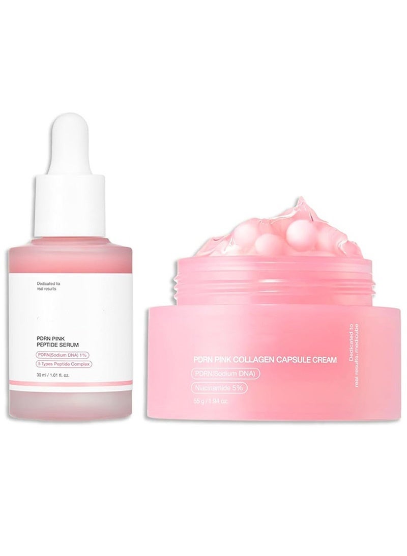 Overnight Renewal Salmon PDRN Duo: Salmon DNA PDRN Pink Peptide Serum and Salmon DNA PDRN Pink Collagen Capsule Cream - Image 1