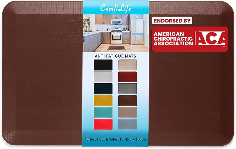 ComfiLife GMSD Anti Fatigue Floor Mat – 3/4 Inch Thick Kitchen and Standing Desk Mat – Durable, Stain Resistant, Non-Slip Bottom – Brown, 20x32 Inch - Image 1