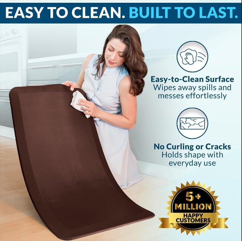 ComfiLife GMSD Anti Fatigue Floor Mat – 3/4 Inch Thick Kitchen and Standing Desk Mat – Durable, Stain Resistant, Non-Slip Bottom – Brown, 20x32 Inch - Image 5