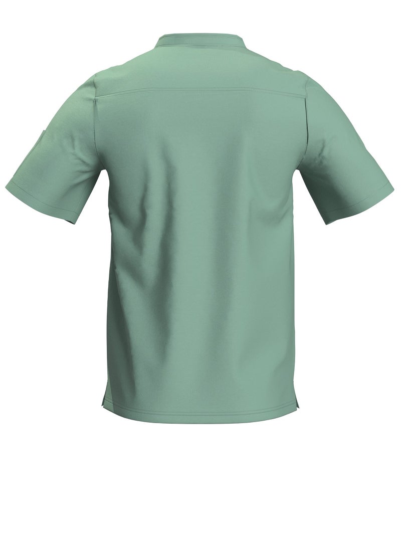 Doctor Scrub Comfortable Olive Lycra fabric with many pockets is meticulously crafted to retain its color without fading with repeated washing  - Image 2