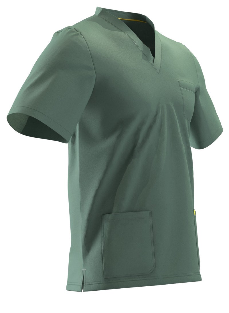 Doctor Scrub Comfortable Olive Lycra fabric with many pockets is meticulously crafted to retain its color without fading with repeated washing  - Image 4