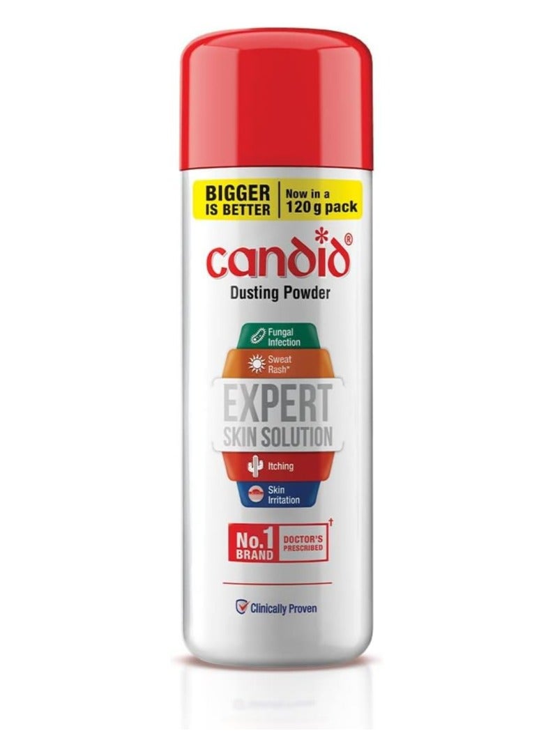 Candid Candid Dusting Powder | Expert Skin Solution |Doctor's Prescribed No.1 Brand | Prevents Sweat Rash, Itching, Fungal Infection & Skin Irritation | Anti-fungal Powder | Clotrimazole  120g  - Image 1