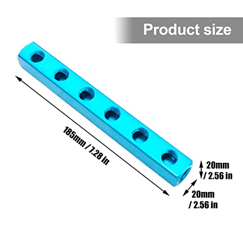 MARSTEK Air Manifold, 6 Way 9 Port Air Compressor Manifold, Aluminum Air Hose Inline Manifold Block Splitter, Pneumatic Manifold Air Distribution Block, NPT 1/4 Inch Supply Port, NPT 1/4 Inch Output Port - Image 3