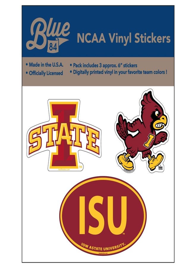 Blue 84 NCAA Iowa State Cyclones 6" Vinyl Sticker 3-Pack, Iowa State Cyclones Cardinal, One Size - Image 1