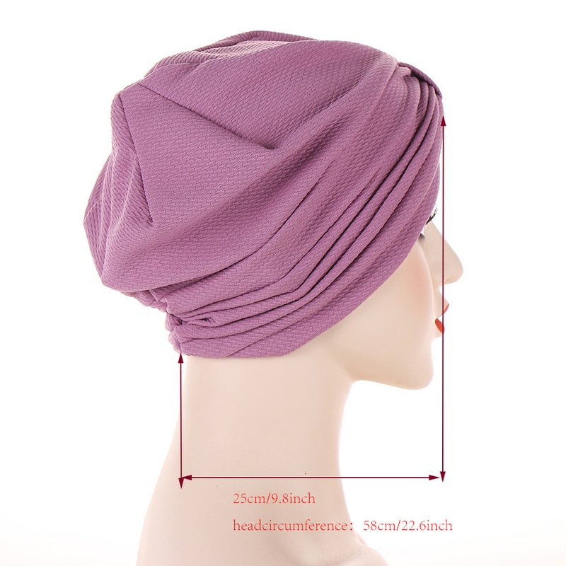 Pleated Turban Hat Women Indian Cap Polyester - Image 4