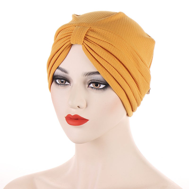Pleated Turban Hat Women Indian Cap Polyester - Image 1