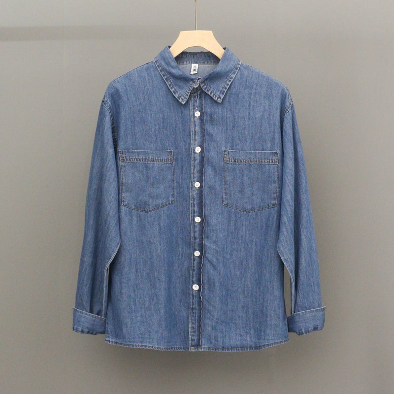 Spring and autumn washed cotton soft denim shirt inner layer layered men's casual long-sleeved shirt retro thin jacket trendy - Image 1