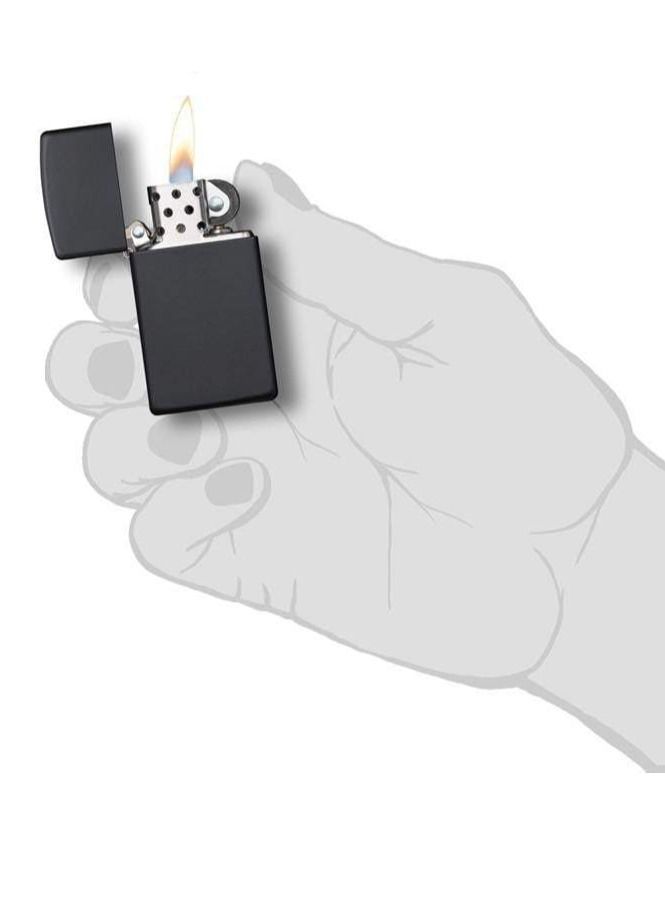 Zippo ولاعة نحيفة سوداء غير لامعة مقاومة للرياح - Image 3