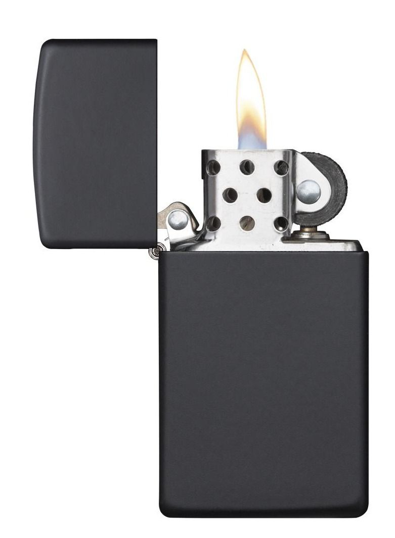 Zippo ولاعة نحيفة سوداء غير لامعة مقاومة للرياح - Image 2