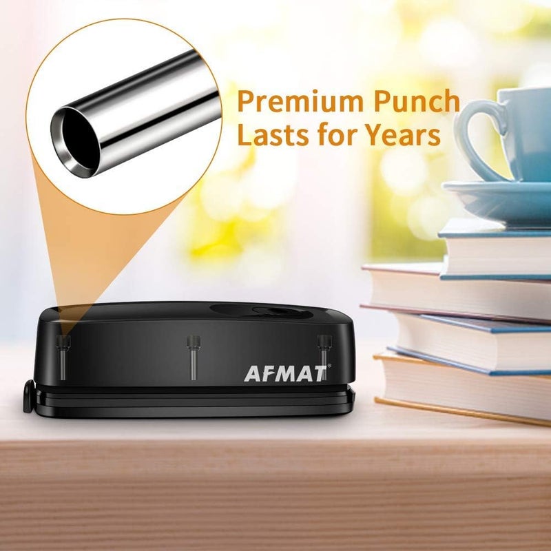 AFMAT Electric 3 Hole Punch, 20-Sheet 3 Hole Puncher for Binder, Effortless Punching, 9/32" Hole Diameter, Paper Hole Puncher 3 Hole Heavy Duty, for Office/School/Studio, AC or Battery Operated, HP01 - Image 4