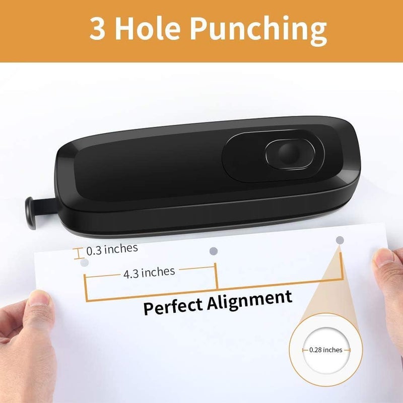 AFMAT Electric 3 Hole Punch, 20-Sheet 3 Hole Puncher for Binder, Effortless Punching, 9/32" Hole Diameter, Paper Hole Puncher 3 Hole Heavy Duty, for Office/School/Studio, AC or Battery Operated, HP01 - Image 3