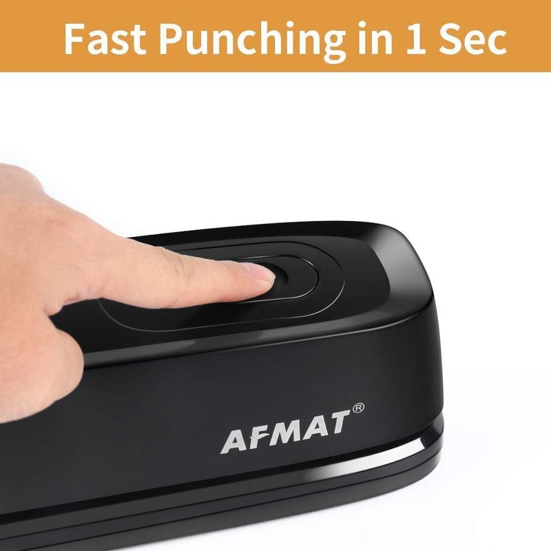 AFMAT Electric 3 Hole Punch, 20-Sheet 3 Hole Puncher for Binder, Effortless Punching, 9/32" Hole Diameter, Paper Hole Puncher 3 Hole Heavy Duty, for Office/School/Studio, AC or Battery Operated, HP01 - Image 2