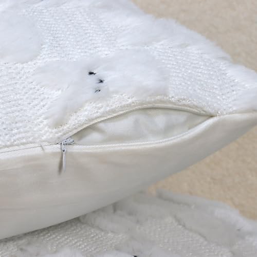Yuubin Easter Bunny Pillow Covers 18x18 Set of 2,Rabbit Soft Plush Faux Fur White Spring Throw Pillow Cases for Home Decorations Sofa Bedroom Living Room Couch Bed Decor - Image 3