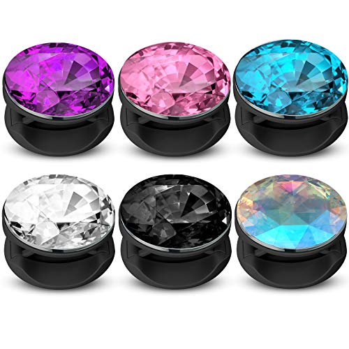 Frienda 6 Pieces Plastic Disco Crystal Phone Grip Collapsible Crystal Phone Grip Holder Adhesive Foldable Expanding Finger Stand Holder Kickstand for Smartphone and TabletsEyecatching Colors - Image 1
