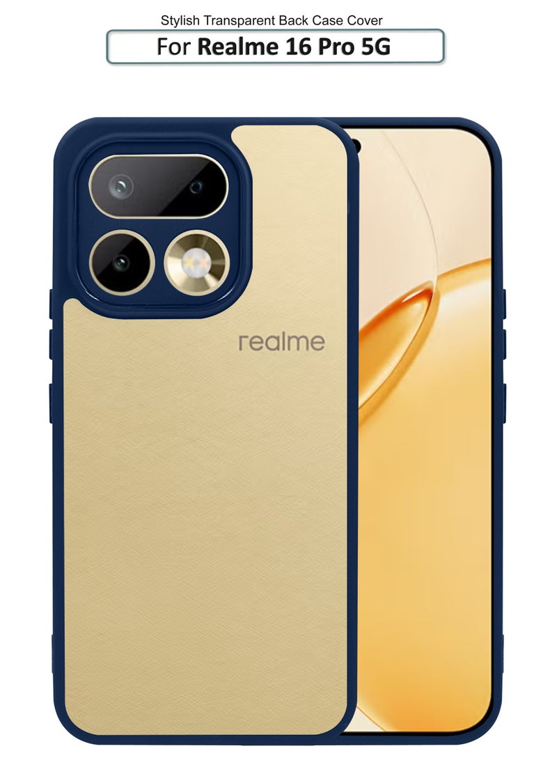 NAFCO Realme 16 Pro 5G - Hard Back Transparent Crystal Clear Case with Colourful TPU Bumper & Drop Protection Case Cover - Blue - Image 1
