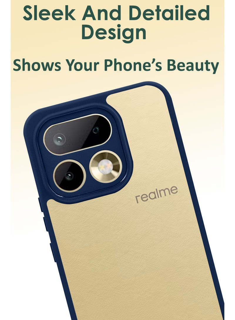 NAFCO Realme 16 Pro 5G - Hard Back Transparent Crystal Clear Case with Colourful TPU Bumper & Drop Protection Case Cover - Blue - Image 2