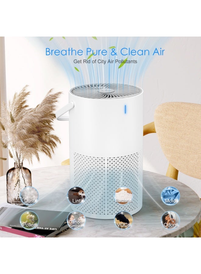 BESSWIN | Mini Air Purifier | Smart True HEPA Air Purifier | Effective Range 990 square feet | Fragrance Sponge | Better Sleep Allergies | Pet Dander Odor Dust Office Desktop Portable | White - Image 4