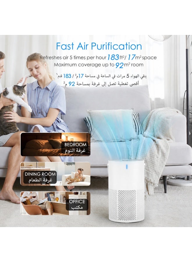 BESSWIN | Mini Air Purifier | Smart True HEPA Air Purifier | Effective Range 990 square feet | Fragrance Sponge | Better Sleep Allergies | Pet Dander Odor Dust Office Desktop Portable | White - Image 2