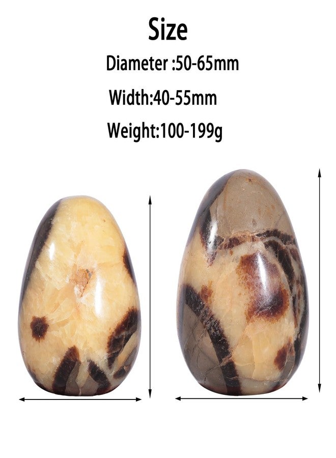 moonsix Natural Septarian Dragon Stone Sculpture Egg Shape Stone with Wooden Stand Crystal Figurine for Feng Shui Witch Decor, 1.97-2.56 inches - Image 2