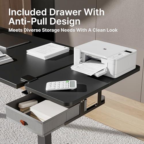 PEGZONE Desk Extender Tray, 24" x 12" Clamp On Desk Shelf, Desk Extension with Storage Drawer, Table Desk Arm Rest, Clamp On Keyboard Tray for Office and Home, Workstation Organizer, Medium, Black - Image 4