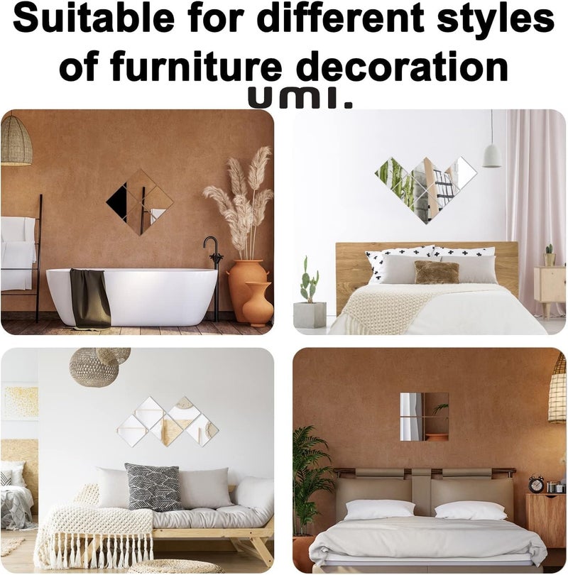 Fliptic عبوة 4 قطع من ورق أكريليك مرآة فضية لاصقة ذاتية بحجم A4 ملصقات جدارية مرنة 30 × 21 سم - Image 3