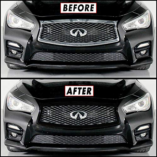 SlickMod Chrome Delete Blackout Vinyl Overlay for 2014-2017 Infiniti Q50 Q50S Front Bumper Grill Trim (Gloss Black) - Image 1
