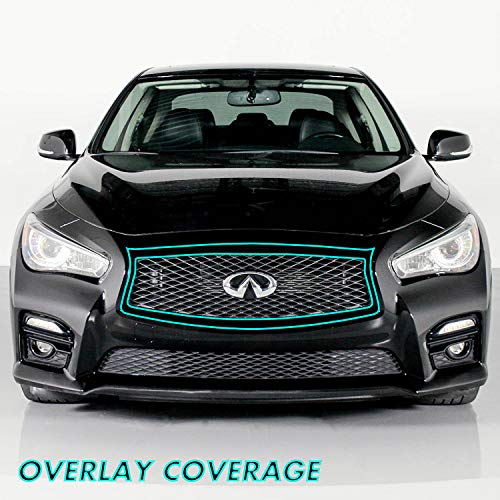 SlickMod Chrome Delete Blackout Vinyl Overlay for 2014-2017 Infiniti Q50 Q50S Front Bumper Grill Trim (Gloss Black) - Image 2