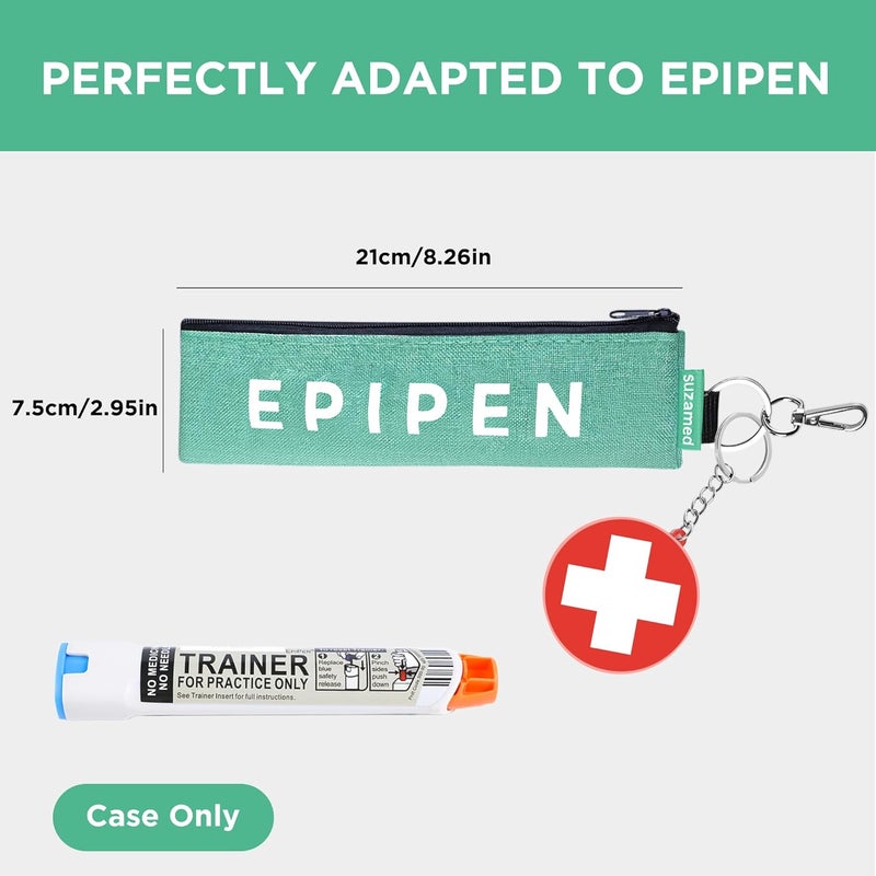 suzamed حقيبة حمل EpiPen محمولة، حقيبة طبية طارئة معزولة للحفاظ على فعالية الدواء، تناسب حاقن EpiPen واحد، جهاز استنشاق الربو، Auvi-Q، أدوية الحساسية، حامل EpiPen للسفر للبالغين أو الأطفال (أخضر) - Image 4