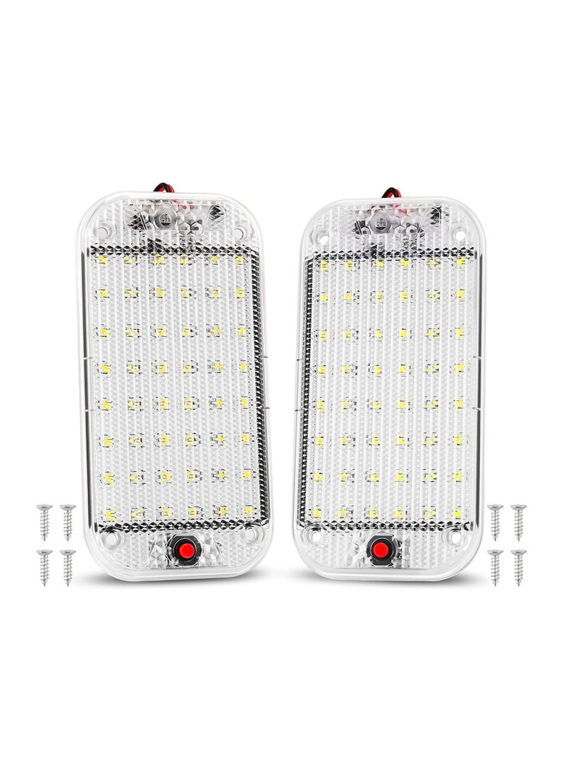 SYOSI LED Interior Light, 2PCS 10W 48 LED Universal Bright Interior Light with ON/OFF Switch, for 12V-85V Car Van Truck Lorry Camper Boat Caravan Motorhome Dome Ceiling Light, Ultra-thin Bright Crystal  - Image 1