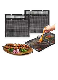 2 Packs BBQ Mesh Grill Bags Size 24 x 14Cm Reusable Grilling Pouches Non-Stick Barbecue Bag Reusable BBQ Mesh Grill Pouch Non-Stick Barbecue Bag For Charcoal Gas Electric Grills