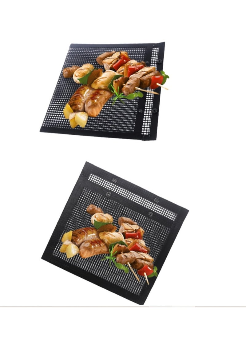 OASIS-TH - 2 Packs BBQ Mesh Grill Bags Size 24 x 14Cm Reusable Grilling Pouches Non-Stick Barbecue Bag Reusable BBQ Mesh Grill Pouch Non-Stick Barbecue Bag For Charcoal Gas Electric Grills - Image 1