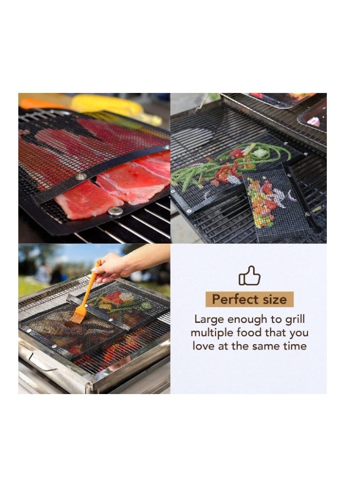 OASIS-TH - 2 Packs BBQ Mesh Grill Bags Size 24 x 14Cm Reusable Grilling Pouches Non-Stick Barbecue Bag Reusable BBQ Mesh Grill Pouch Non-Stick Barbecue Bag For Charcoal Gas Electric Grills - Image 1