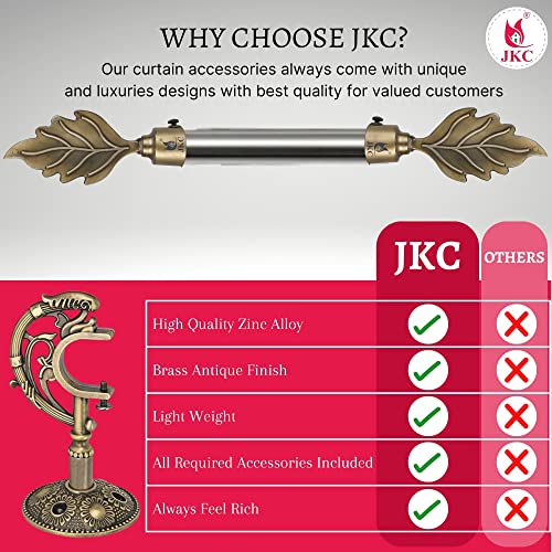 JKC Antique Look Zinc Alloy Leaf Curtain Brackets and Holders - Curtain Bracket Set with Curtain Knobs and Rod End Cap, Ideal Curtain Knob Solution - Bracket 12 Holder 12 - Image 4