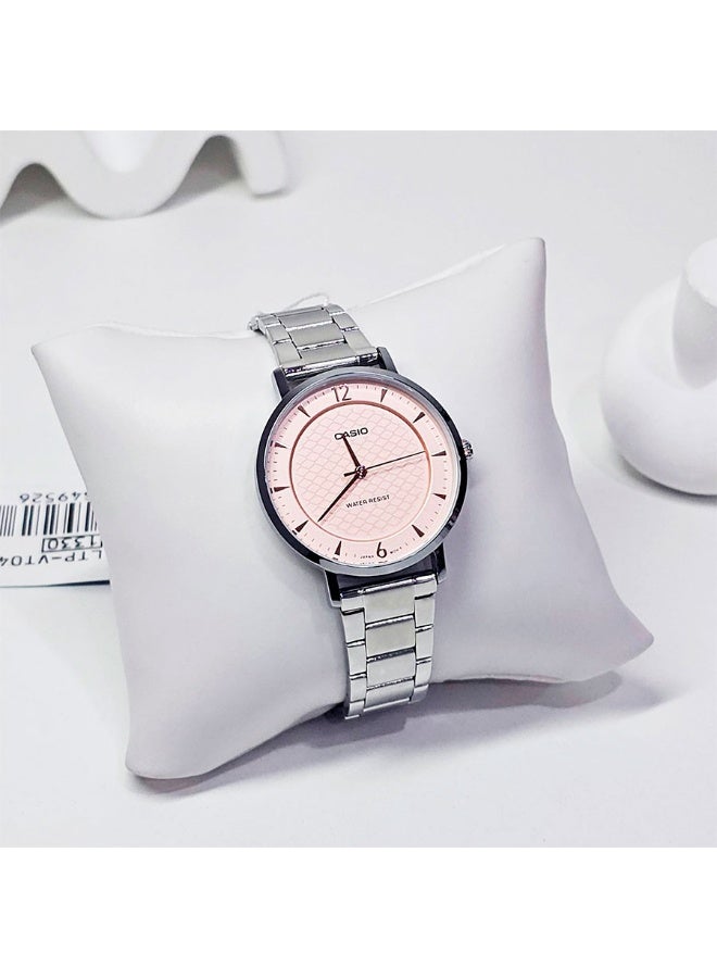 Casio LTP-VT04D-4A Women’s Stainless Steel Analog Watch – Pink Dial with Silver Bracelet - Image 2