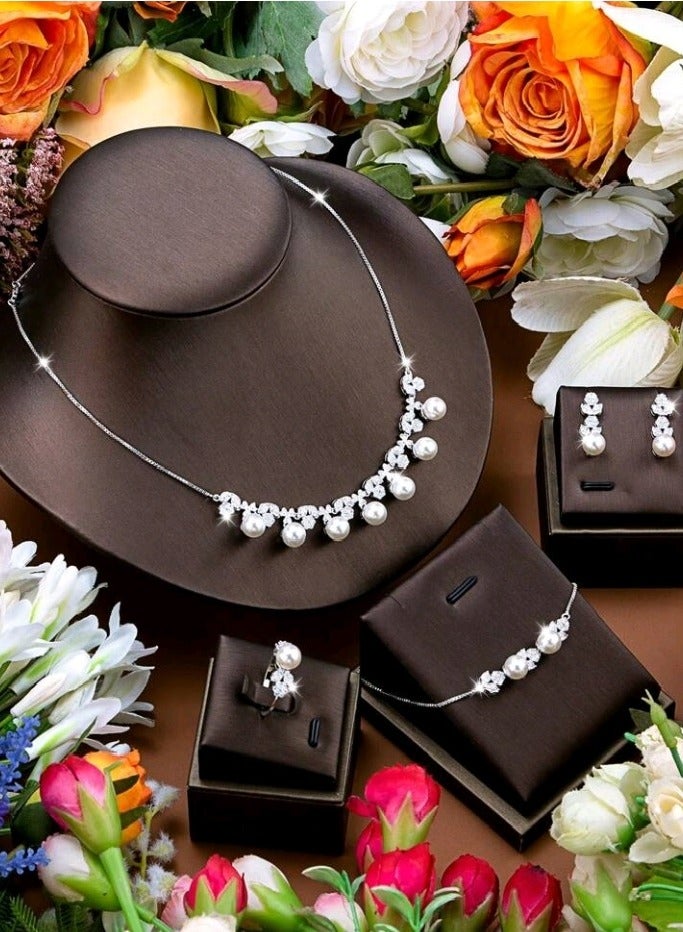 Attractives Luxury 4pcs Jewellery Set For Women Inlaid With High Quality Of Zirconia - Image 1
