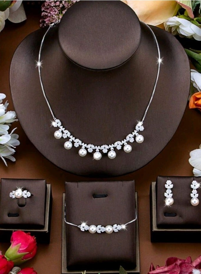 Attractives Luxury 4pcs Jewellery Set For Women Inlaid With High Quality Of Zirconia - Image 3