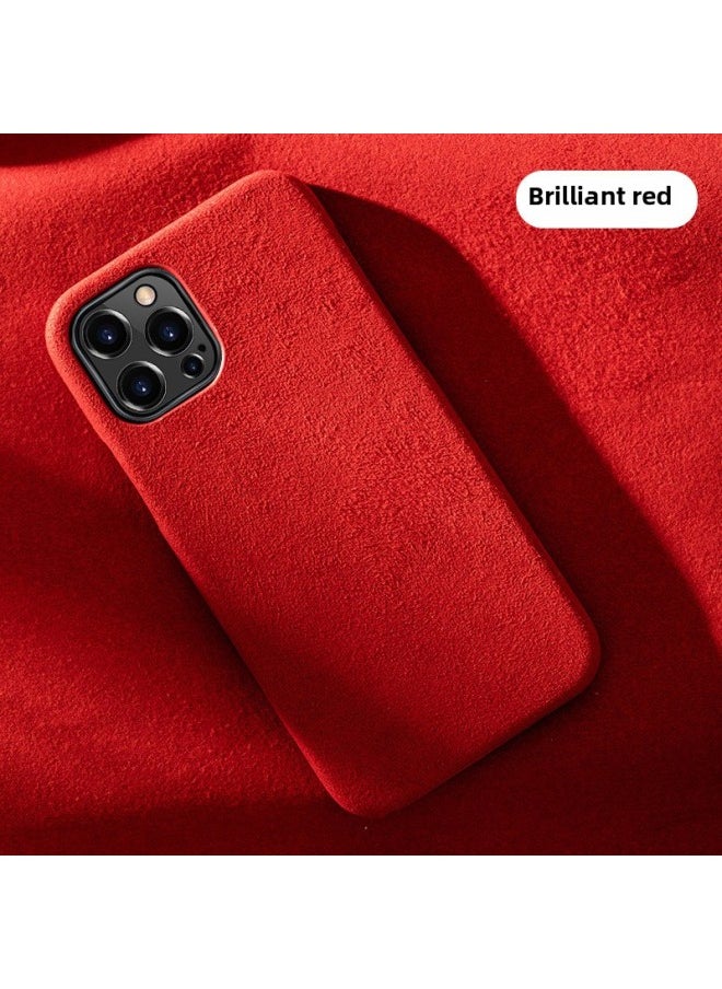 Generic - For Iphone 16Pro Mobile Phone Case For Iphone15 Half Package 11XSMax Microfiber Suede 14 High-grade Protective Cover-Color:Gorgeous Red-Applicable Model:For Apple X - Image 1