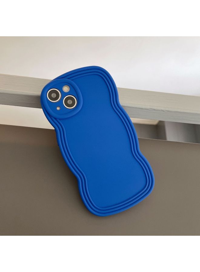 Ins Niche Wind Wave Edge IPhone16/15Pro Max Apple 14/13 Mobile Phone Case Soft Case-Color:KD Oil Injection Wave Edge Crein Blue-Applicable Model:12 (without Packaging)