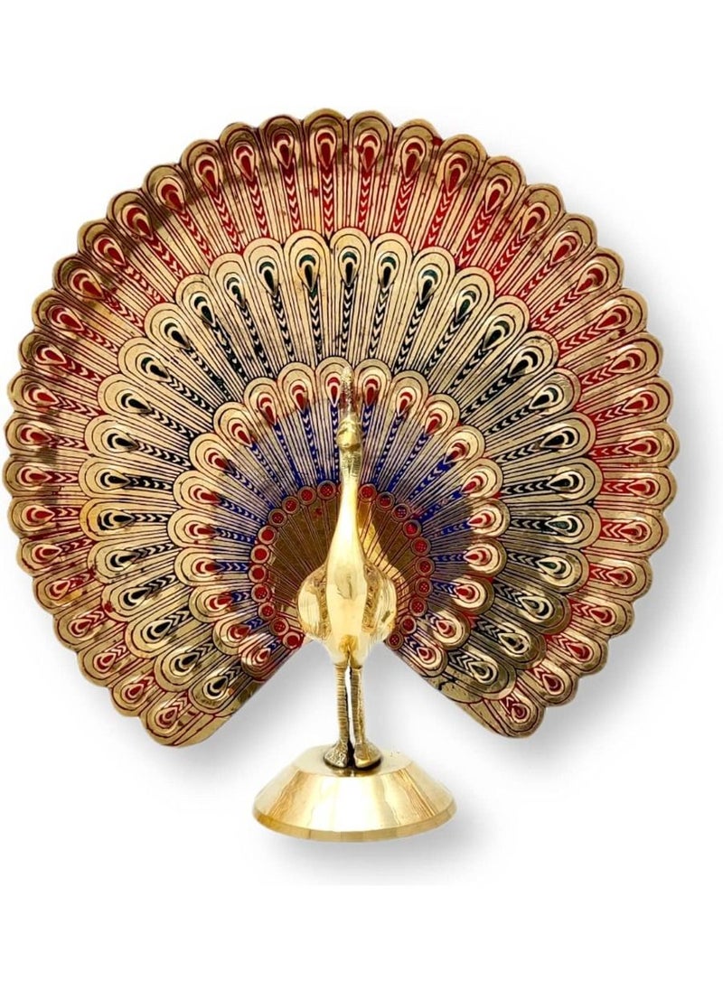 QUESERA Handcrafted Brass Metal Buddha Peacock Statue Wall Hanging Engraved Showpiece Sculpture Antique Elegant Gift  - Image 1