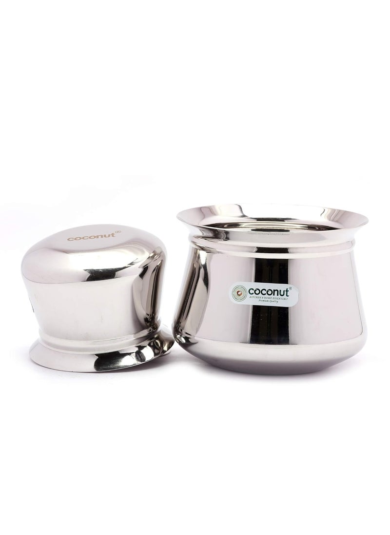 Coconut Coconut Stainless Steel - Cookware/Temple Handi - Set of 4 - Capacity - 600/750 / 1500/2000 ML - Diameter - 4.25, 5, 5.5 & 6 Inches  - Image 4