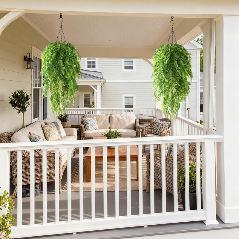 ZFProcess Artificial Faux Hanging Plants Basket for Spring Outdoor Summer Decoration, Fake Persian Grass Plant UV Resistant Look Real for Outside Porch Home Patio Balcony Yard(Persian Grass) - Image 4