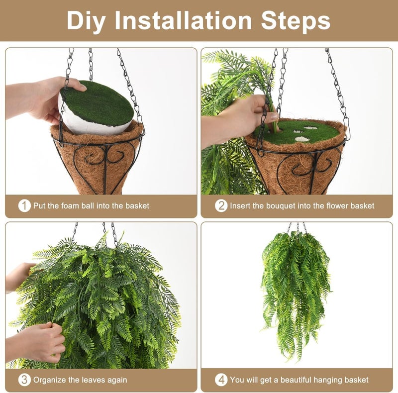 ZFProcess Artificial Faux Hanging Plants Basket for Spring Outdoor Summer Decoration, Fake Persian Grass Plant UV Resistant Look Real for Outside Porch Home Patio Balcony Yard(Persian Grass) - Image 1