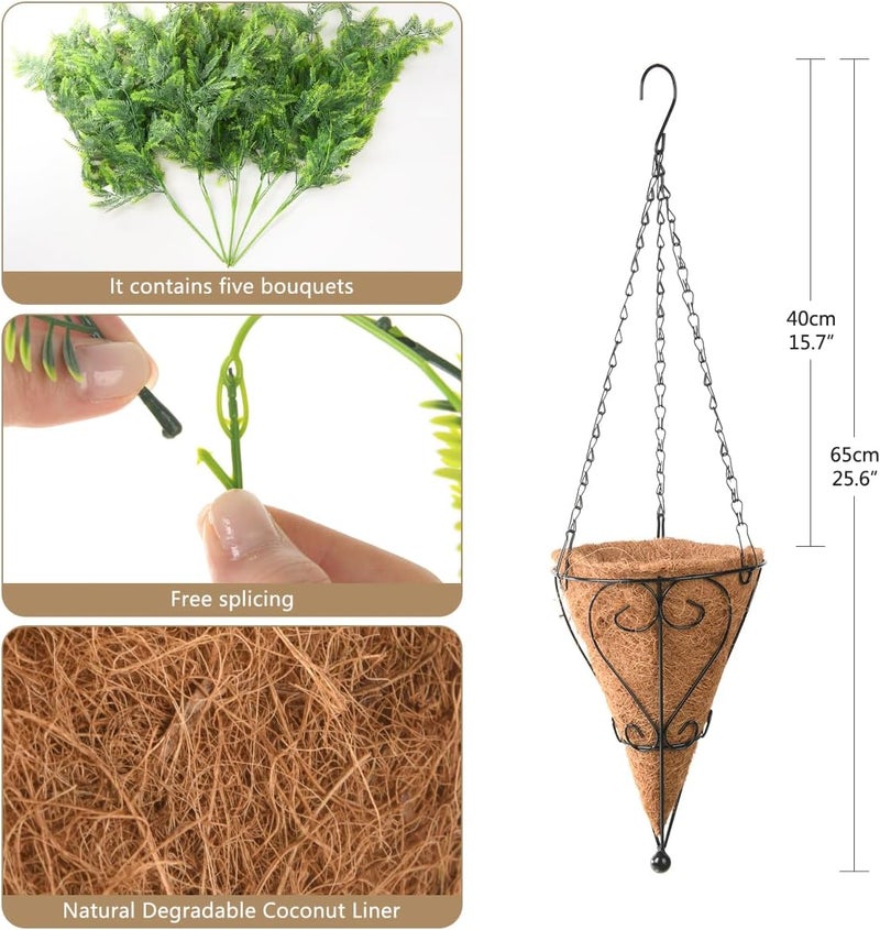 ZFProcess Artificial Faux Hanging Plants Basket for Spring Outdoor Summer Decoration, Fake Persian Grass Plant UV Resistant Look Real for Outside Porch Home Patio Balcony Yard(Persian Grass) - Image 2