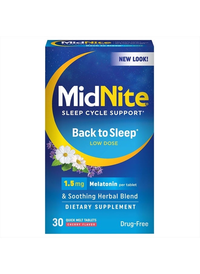 MidNite Drug-Free Sleep Aid, Chewable Tablets, Cherry Flavored, 30 Count, Melatonin & Herbs Dietary Supplement - Packaging May Vary - Image 1