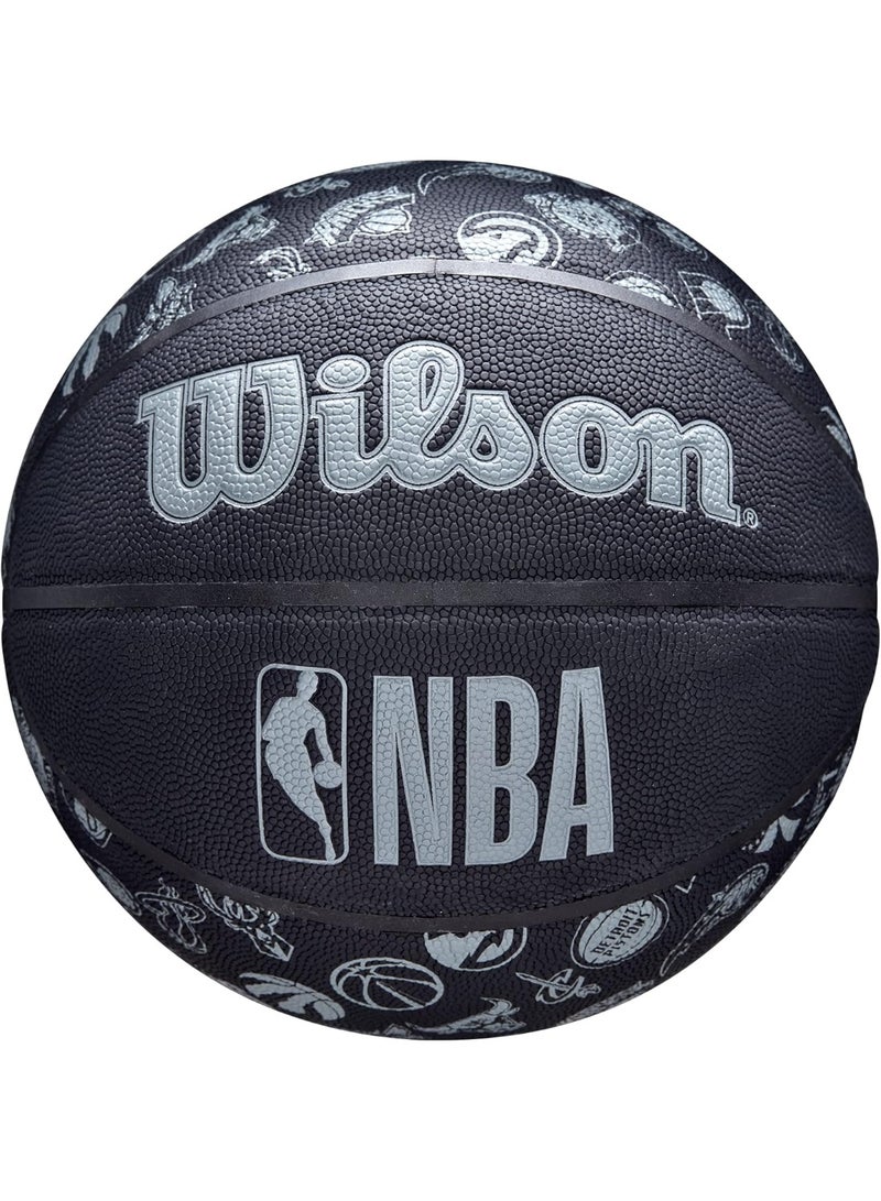 Wilson كرة سلة NBA لجميع الفرق - الحجم 7 (29.5") باللون الأسود غير اللامع - Image 1