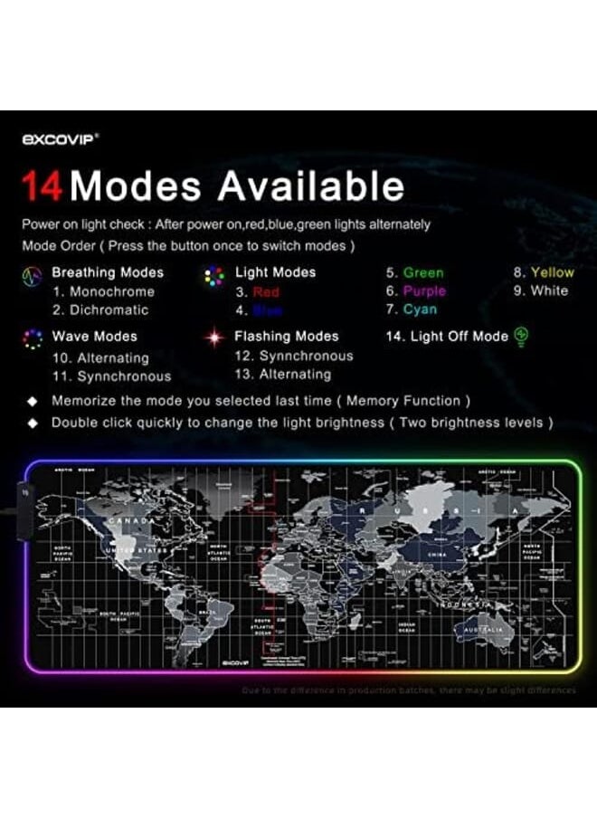 excovip - Extended Rgb Mouse Pad Mat Large Office Table Desk Mat 800 X 300Mm Gaming Lighting Led Mousepad For Pc Computer Macbook Keyboard Waterproof Anti Slip Rgb World - Image 1